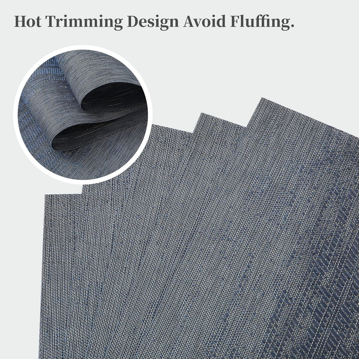 Leetaltree Denim Blue Placemats Set of 8 - Heat Resistant Non-Slip Place mats for Dining Table