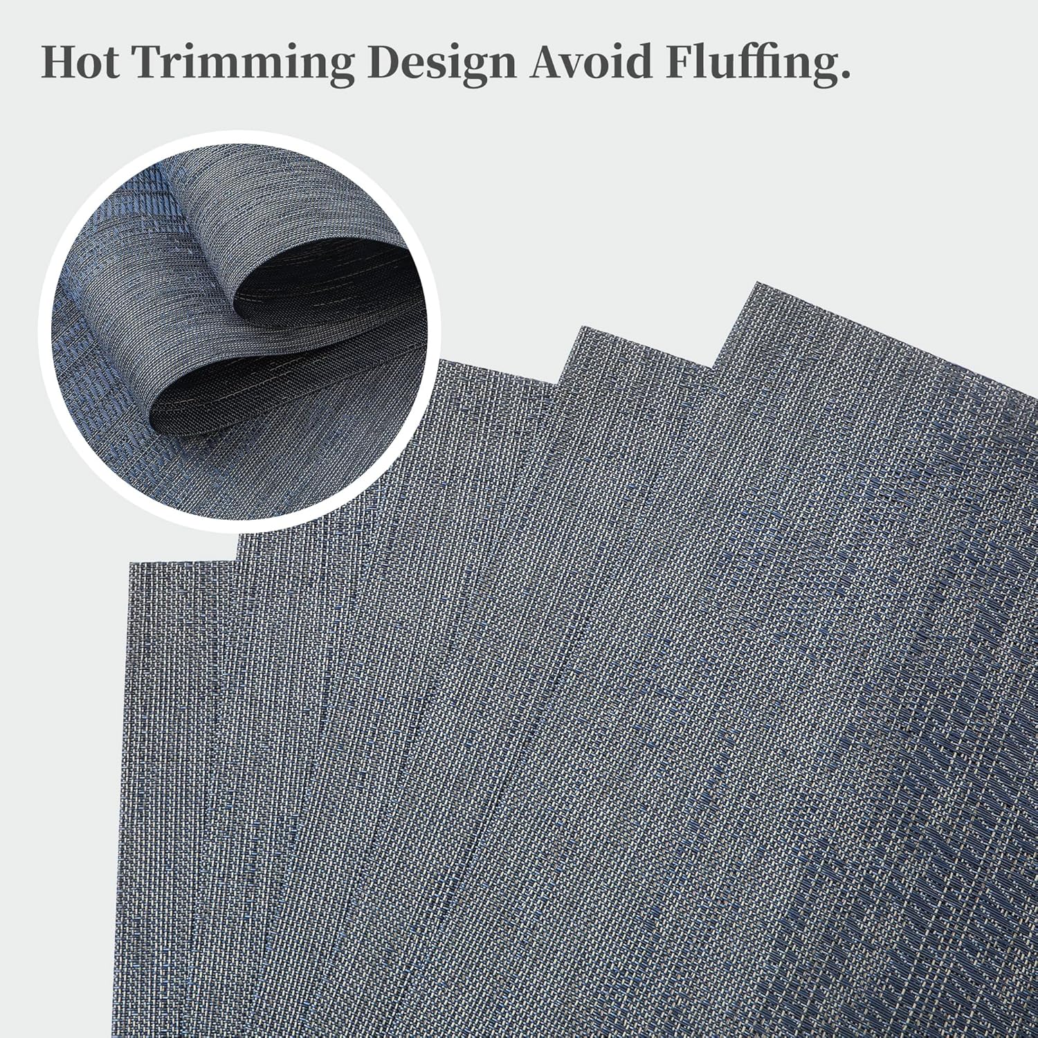 Leetaltree Denim Blue Placemats Set of 4 - Heat Resistant Non-Slip Place mats for Dining Table