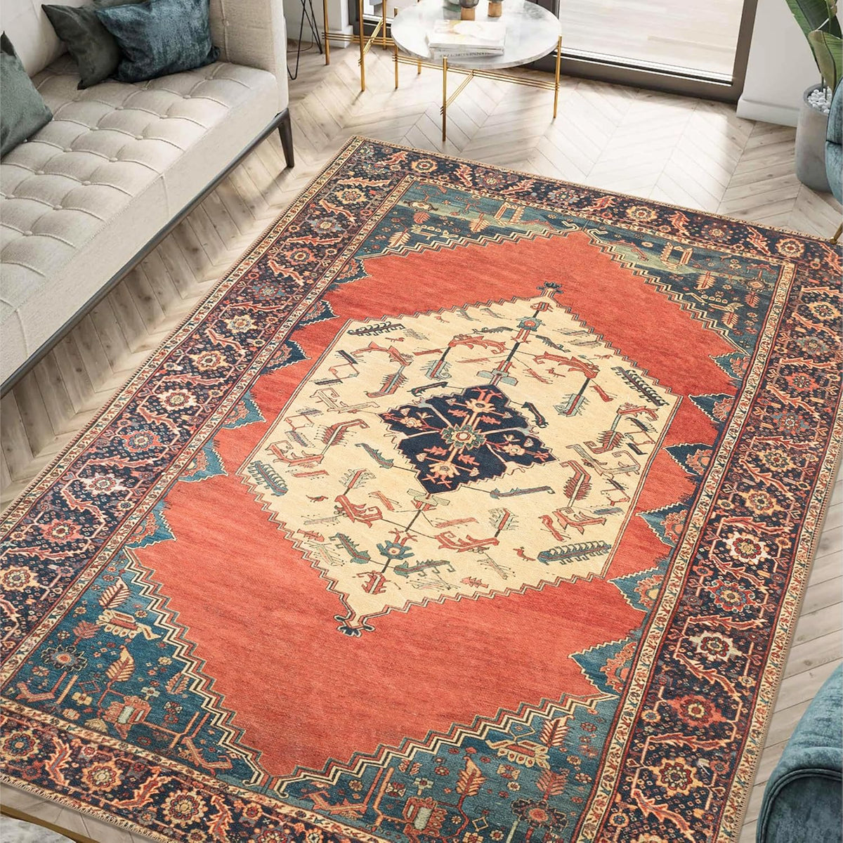 Keen Home Design 6x9 Rug - Machine Washable Area Rug with Non-Slip Backing, Ideal for Living Room