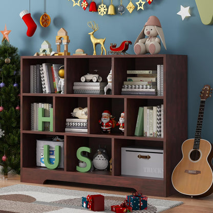 Book Shelf Set of 2, 10 Cubes Storage Organizer, 3-Tier Open Shelf Wooden Bookcase, Freestanding