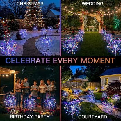 suddus Solar Garden Lights Outdoor Waterproof, Upgrade 2 Pack 150LED Solar Firework Lights, 8 Modes