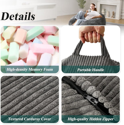 3.5FT Bean Bag Chairs Teardrop Bean Bag Chair for Adults Beanbag Chair with Memory Foam Filled