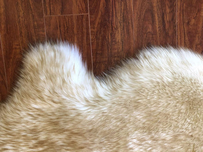 LAMBZY Faux Sheepskin Hypoallergenic Free Shape Silky Shag Rug, Luxury Shaggy Silky Plush Carpet