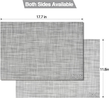 Placemats Set of 8 - Easy Clean Washable Vinyl Placemats - Wipeable Heat Resistant Table Mats for