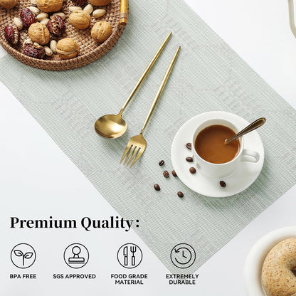 Leetaltree Mint Cream Placemats Set of 6 - Heat Resistant Non-Slip Place mats for Dining Table