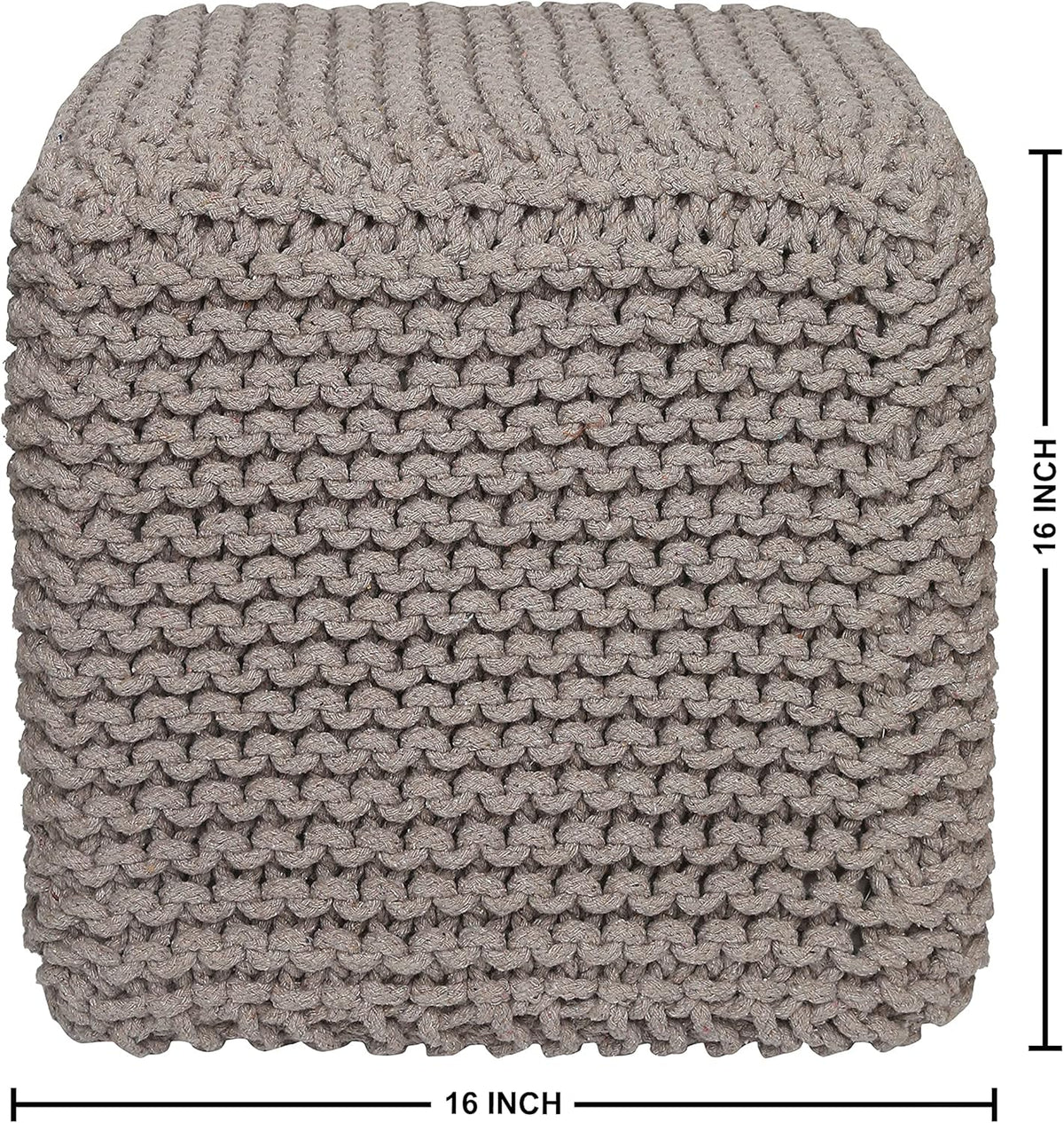 REDEARTH Cube Hand Knitted Pouf - Foot Stool Ottoman - Cord Boho Pouffe - Poof Accent Stuffed Table