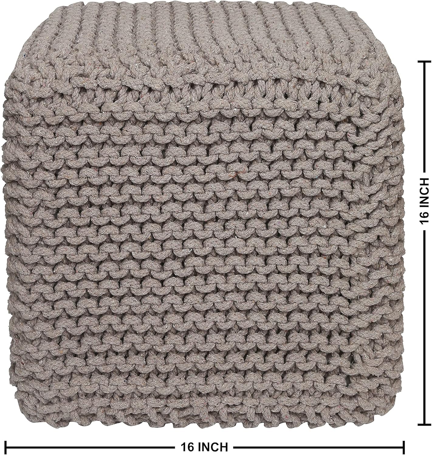 REDEARTH Cube Hand Knitted Pouf - Foot Stool Ottoman - Cord Boho Pouffe - Poof Accent Stuffed Table