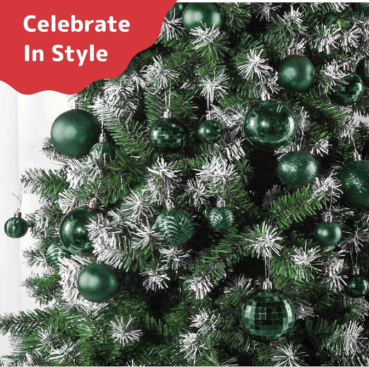 Prextex Christmas Tree Ornaments - Emerald Green Christmas Ball Ornaments Set for Christmas