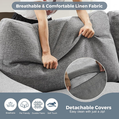 112" Convertible Sectional Sofa, Large L Shaped Couch with Detachable Sofa Cover, Modular Couch for