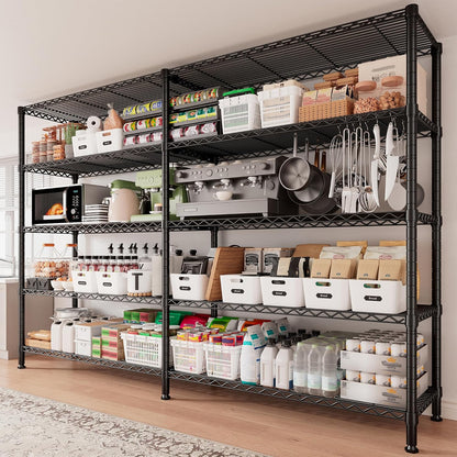 REIBII 70"W Storage Shelves Load 1600LBS, Metal Shelving 5-tier Wire Shelving Unit Metal Shelves