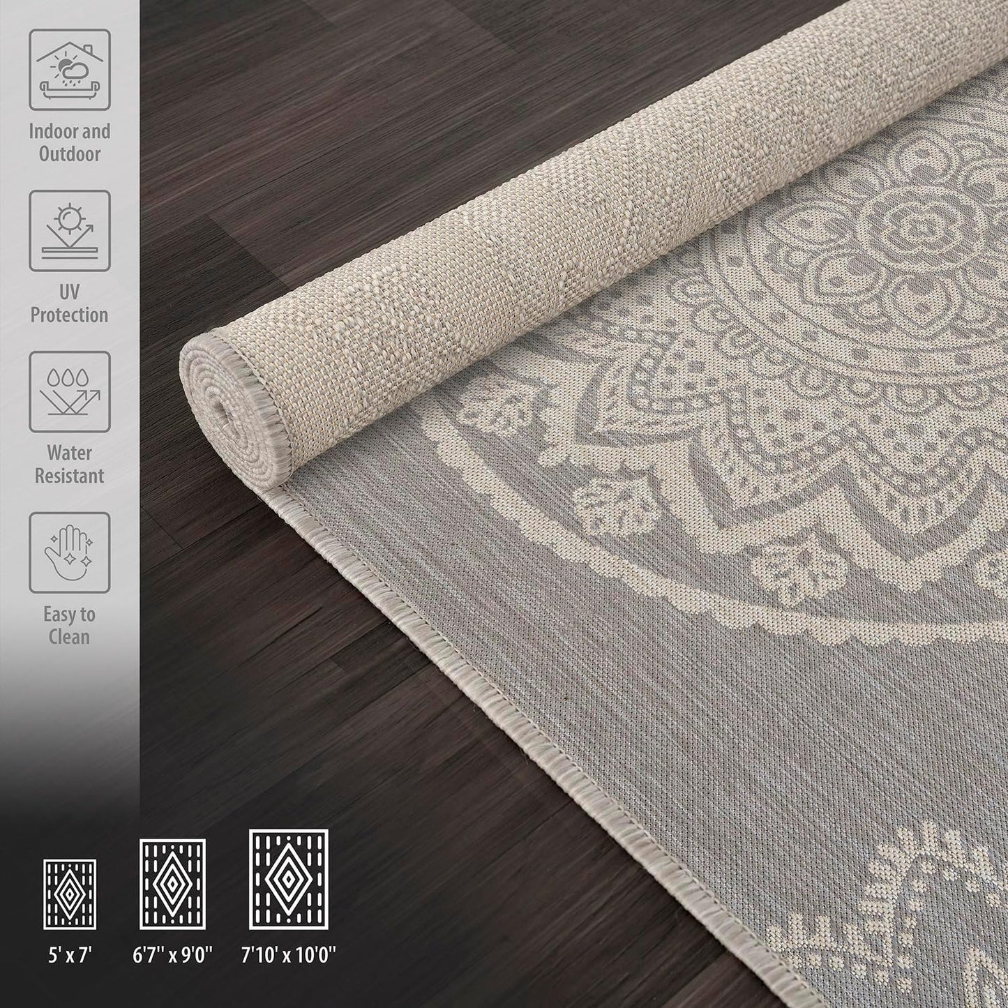 CAMILSON Outdoor Rug 10x14 Modern Area Rugs for Large Indoor and Outdoor Patios and Porches