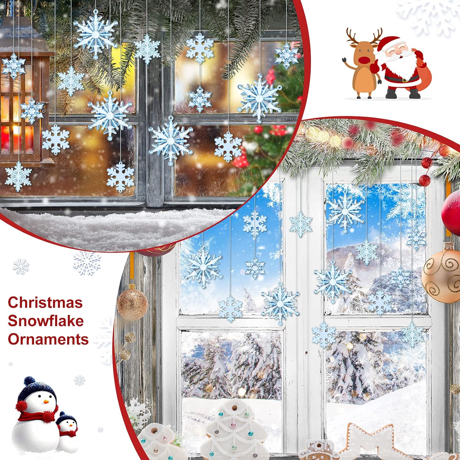 Dilunave 40 Pieces Christmas Snowflake Ornaments Acrylic Christmas Tree Decorations Crystal
