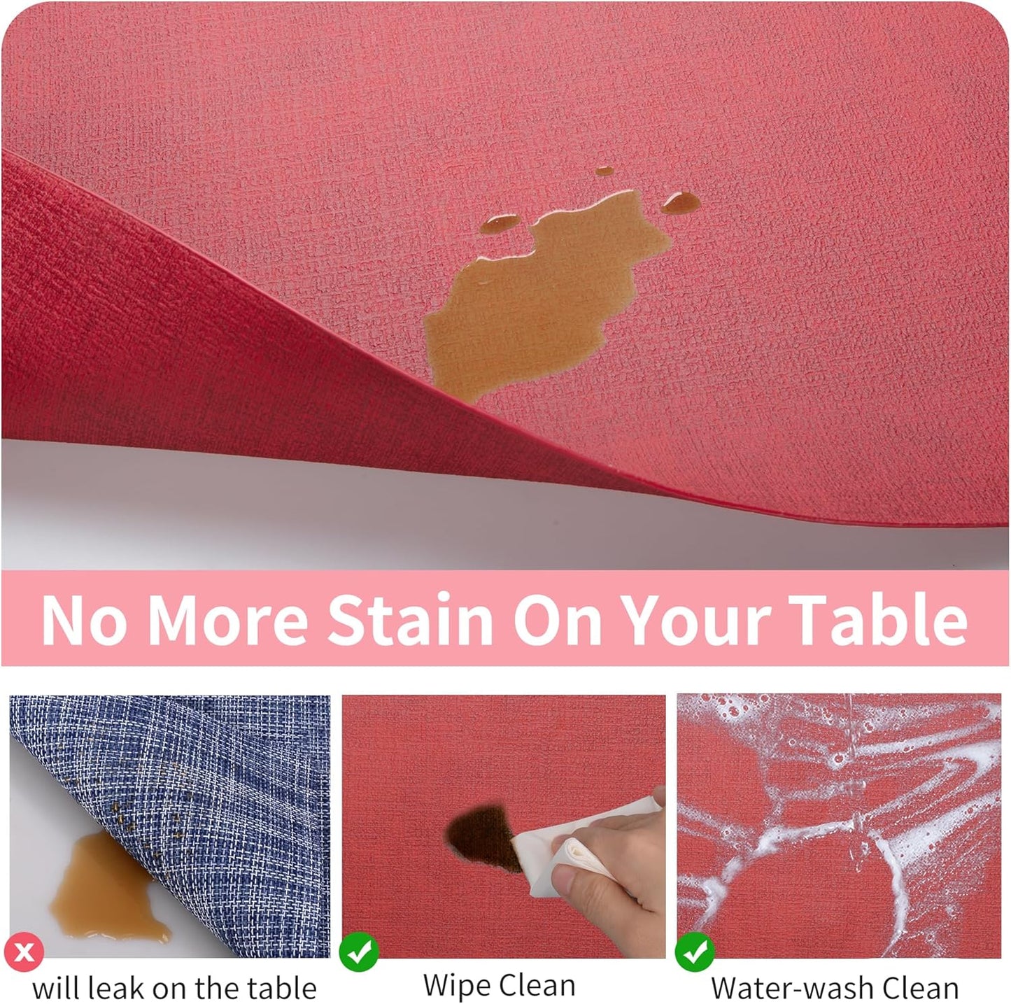 Maxpearl Faux Leather Placemats Set of 4, Waterproof - Wipe Clean - Heat Resistant - Anti Slip
