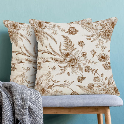 CXMEIFLY Spring Floral Leaves Pillow Covers 16 x 16 Inch Set of 2 for Chinoiserie Flowers Decor