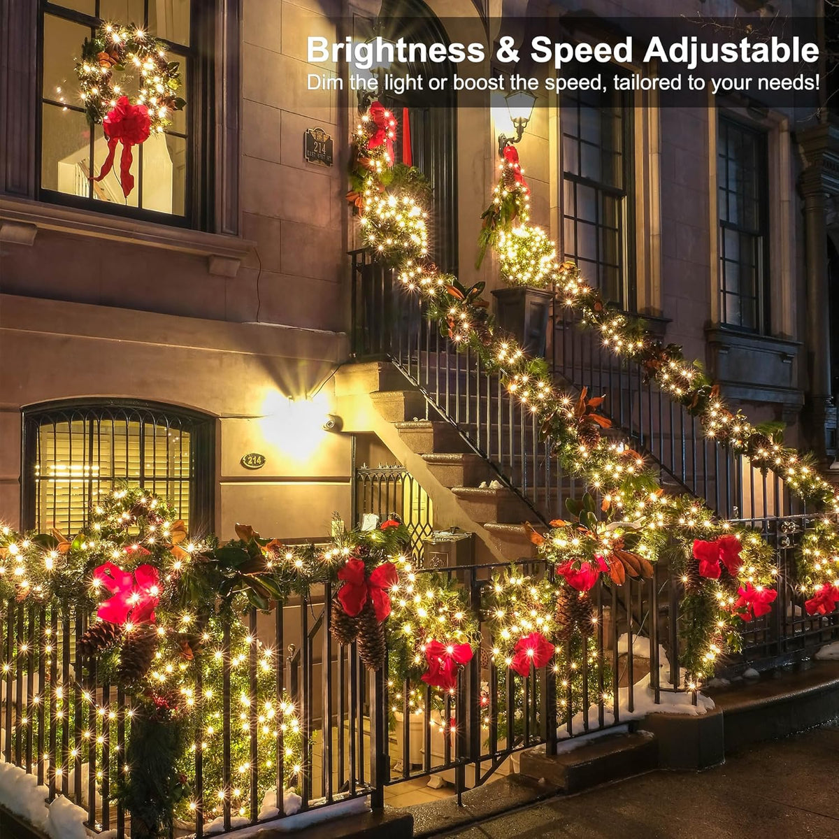 BrizLabs RGBW Christmas Lights, 98.5FT 300 LED Color Changing Halloween String Lights with Remote