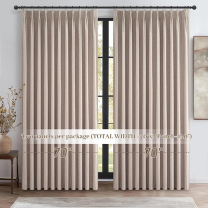 Extra Wide Thick Burlap Blackout Patio Door Curtains for Sliding Glass Door 2 Panels Set, Farmhouse