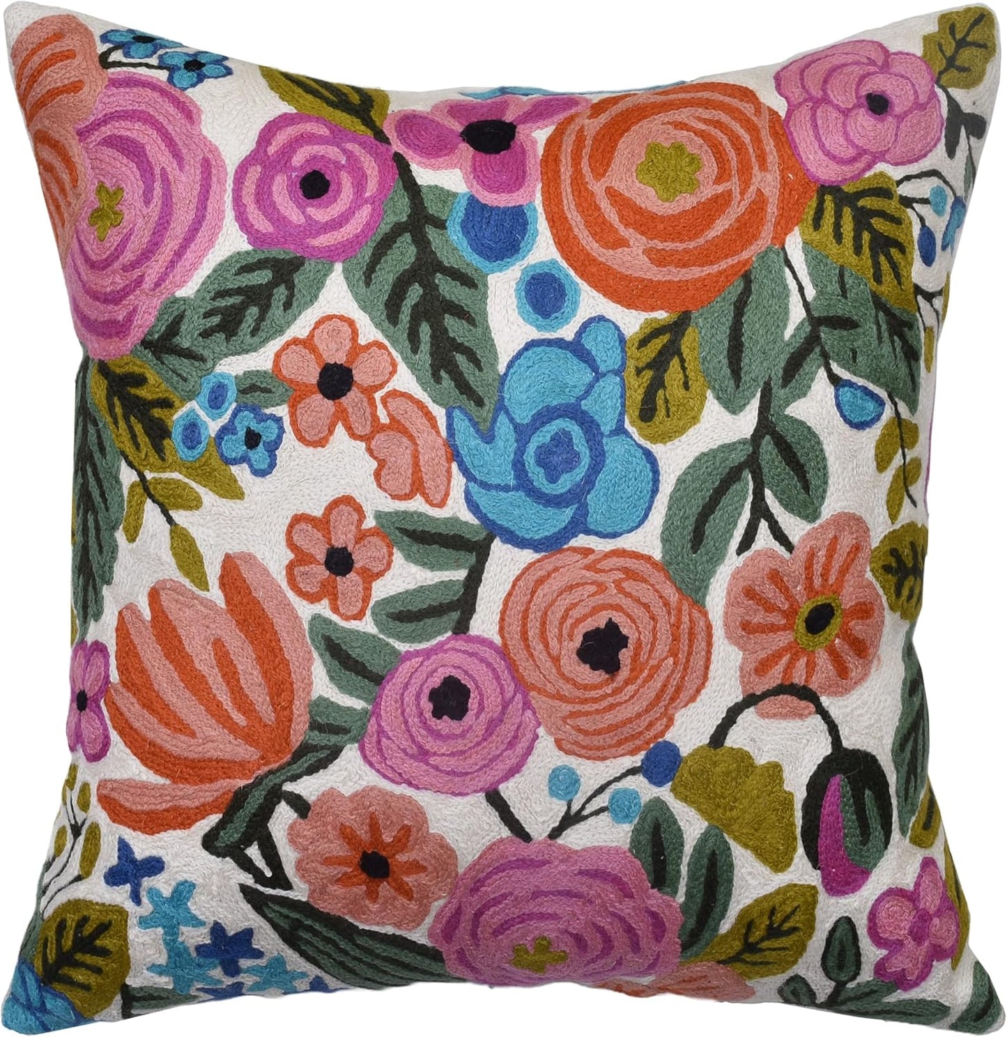 Roses Floral Pillow Cover Flower Farmhouse Chair Cushion Suzani Flowers Pillowcase Boho Florals