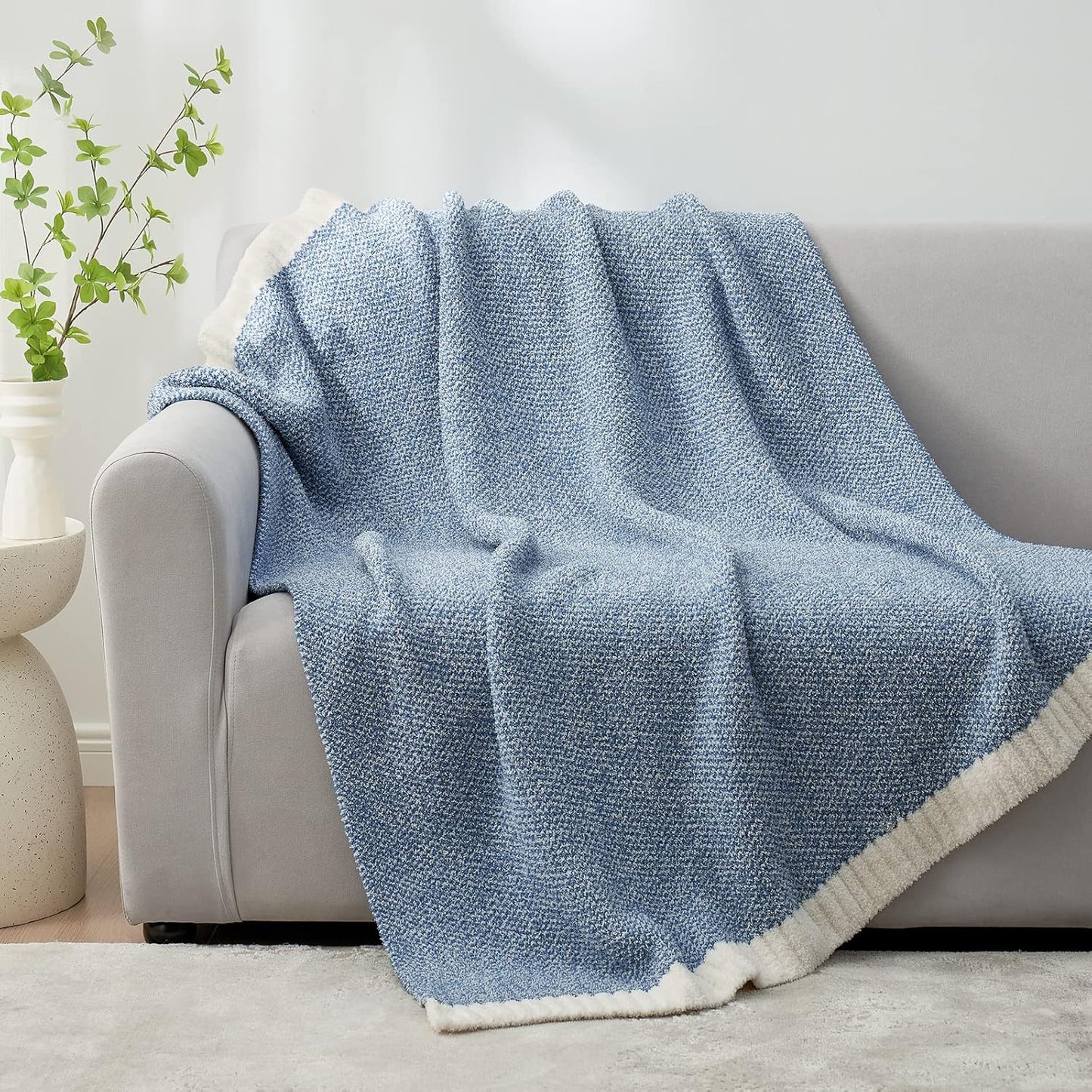 Snuggle Sac Heather Blue Throw Blanket for Couch, Oversized Throw XL Super Soft Warm Blankets Cozy