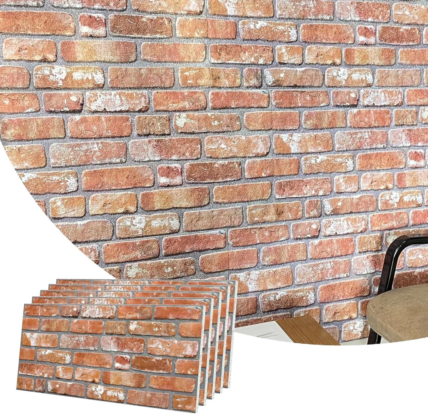 Dundee Deco 3D Wall Panels Faux Brick - Cladding, Red Orange Stone Look Wall Paneling, Styrofoam