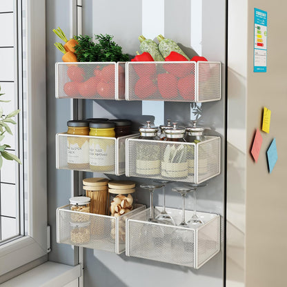 Magnetic Basket Organizer Holder for Fridge Magnetic Storage Bin Box Containers for Refrigerator