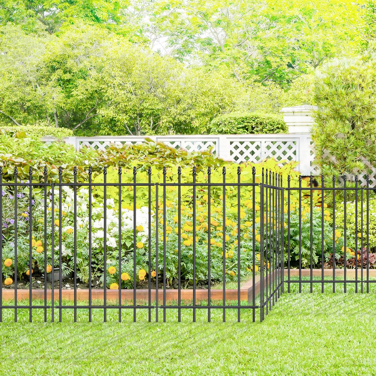 Metal Garden Fence 36 in H x 10 ft L,Border Fence Panels Animal Barrier for Dogs, No Dig Garden