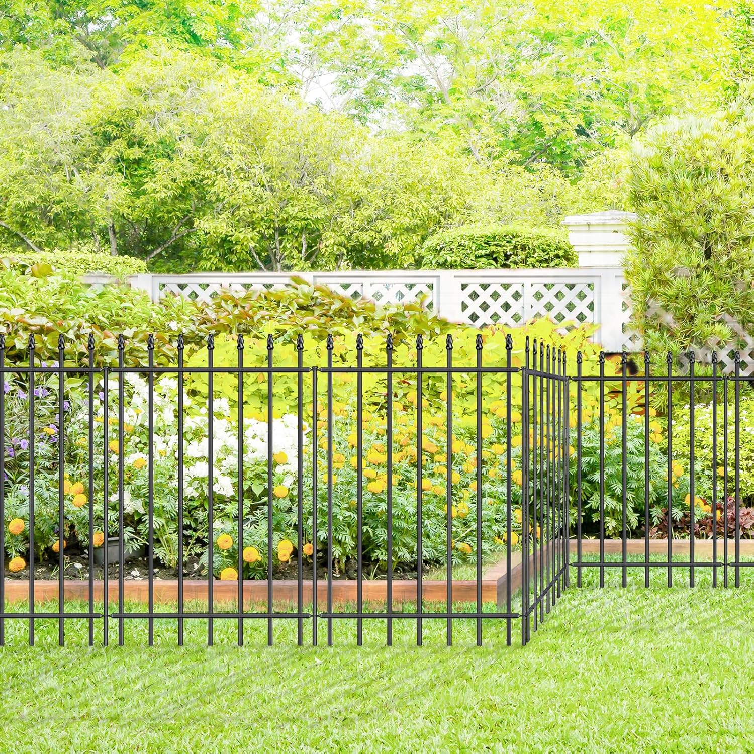 Metal Garden Fence 36 in H x 10 ft L,Border Fence Panels Animal Barrier for Dogs, No Dig Garden