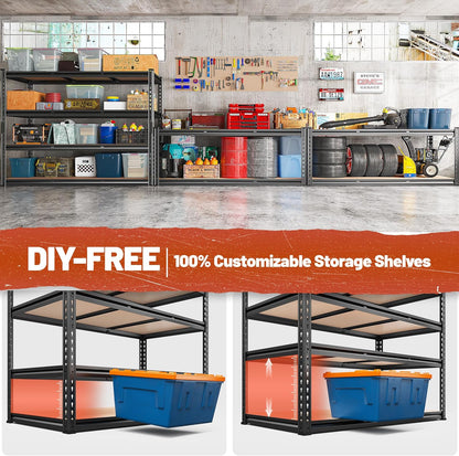 REIBII 48" W Garage Shelving Heavy Duty 2550 LBS Storage Shelves 4 Tier Heavy Duty Shelving