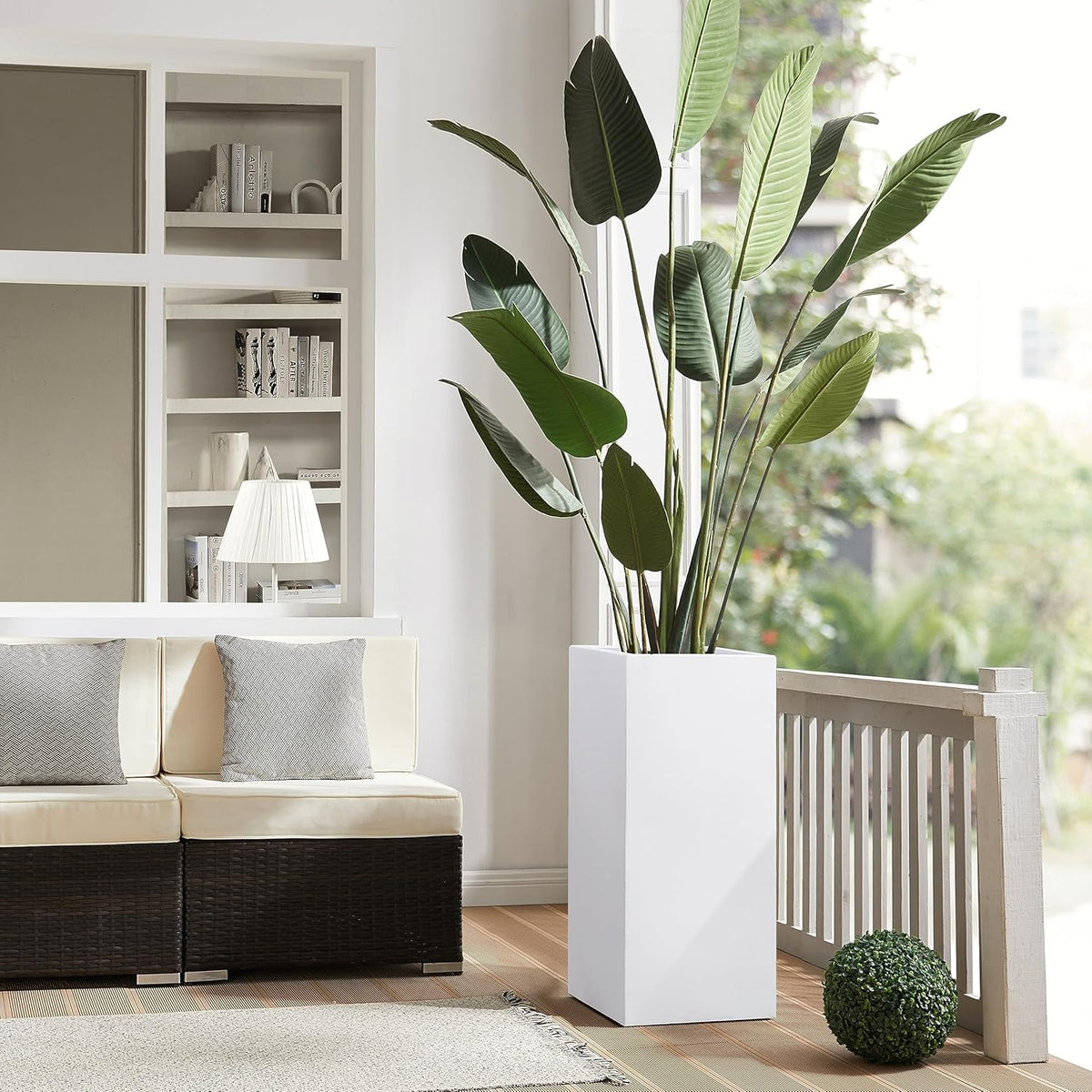 Metallic Heavy Tall Outdoor/Indoor Planter Box, Seamless Metal Planter, Rectangular