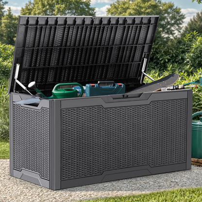 YITAHOME 100 Gallon Outdoor Storage Box, Large Water Resistant Resin Deck Box, Indoor Outdoor