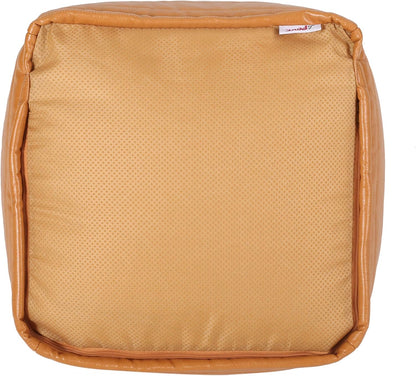 GDFStudio Contemporary Faux Leather Channel Stitch Pouf Ottoman Foot Stool - Bean Bag Floor Chair