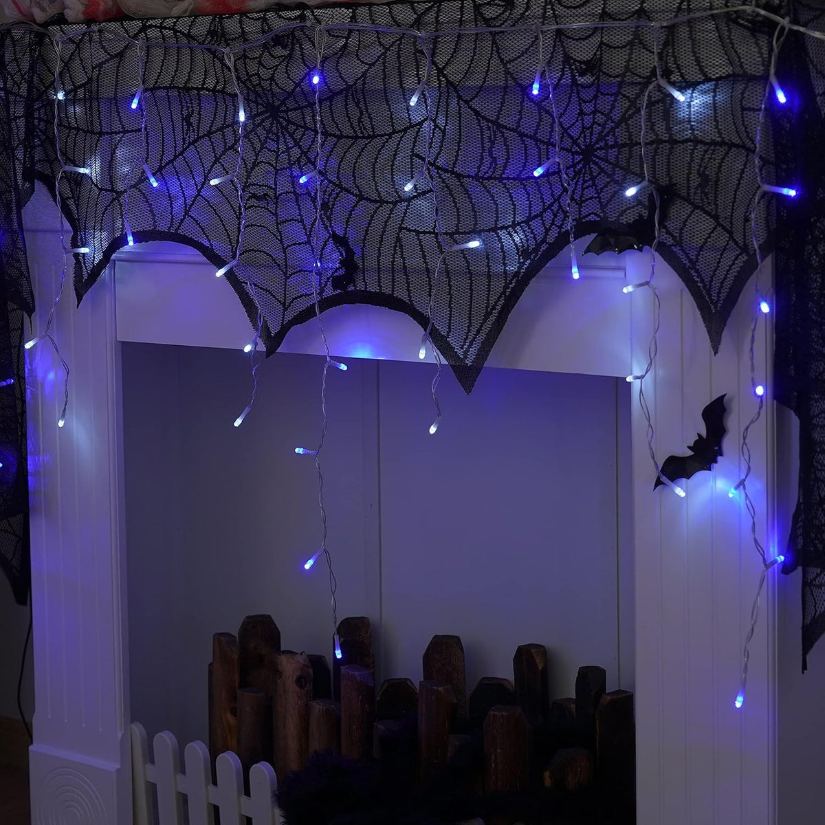 YEGUO 33ft 400 LED Blue and White Icicle Lights Outdoor Waterproof, 80 Drops Icicle String Lights
