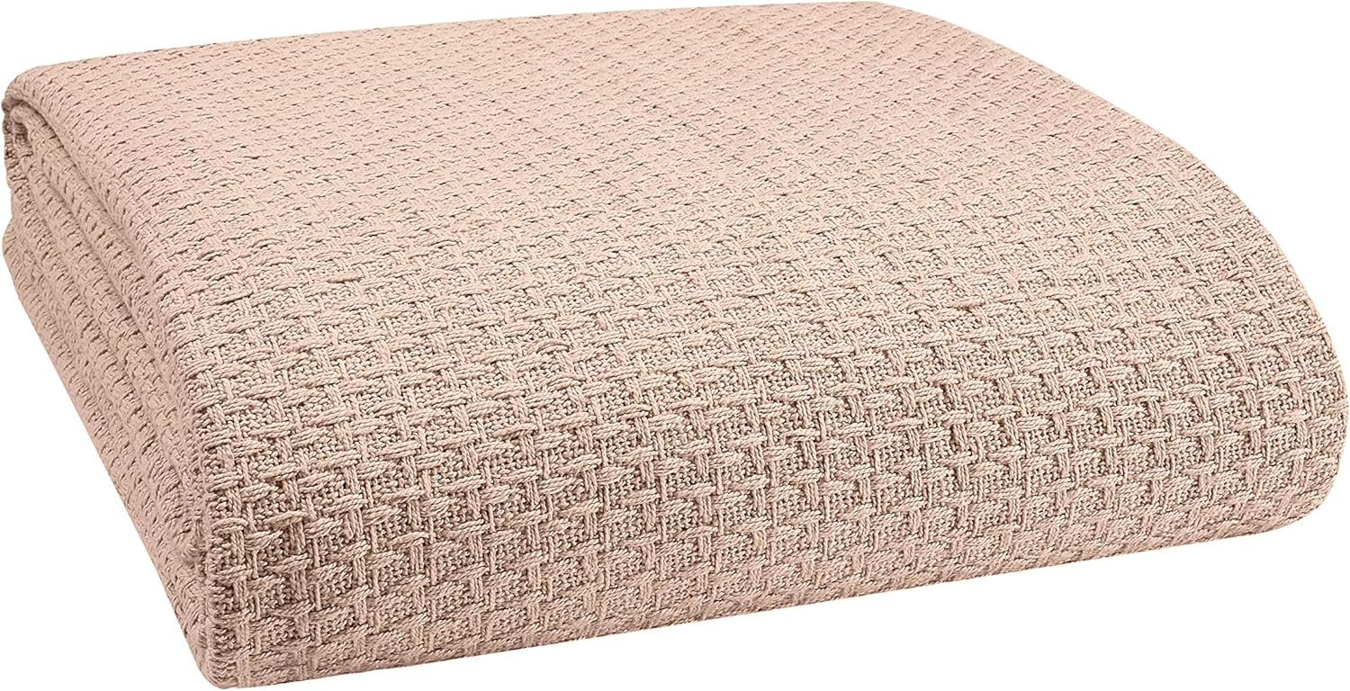 Elvana Home 100% Cotton Bed Blanket, Breathable Bed Blanket Full - Queen Size, Cotton Thermal