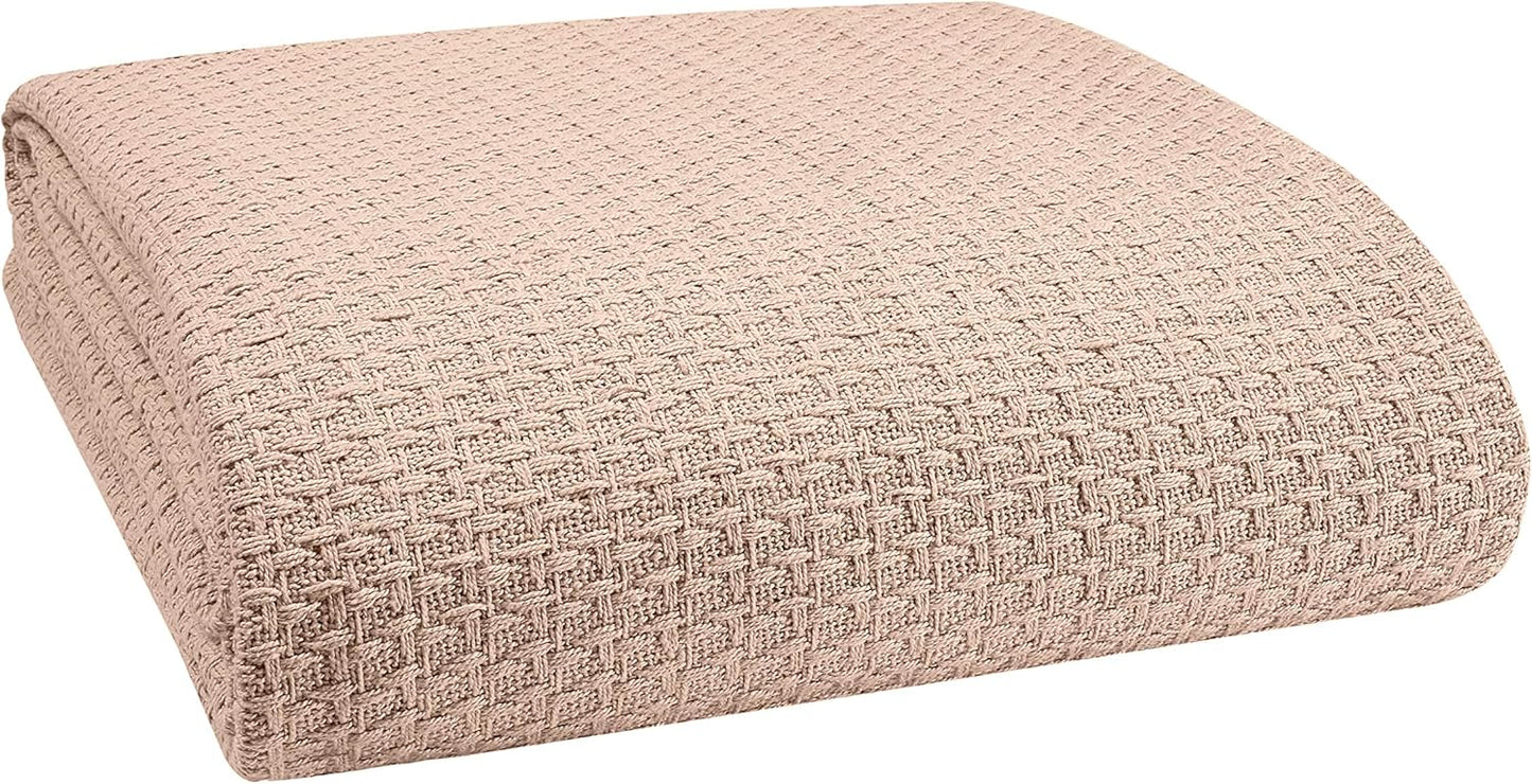 Elvana Home 100% Cotton Bed Blanket, Breathable Bed Blanket King Size, Cotton Thermal Blankets
