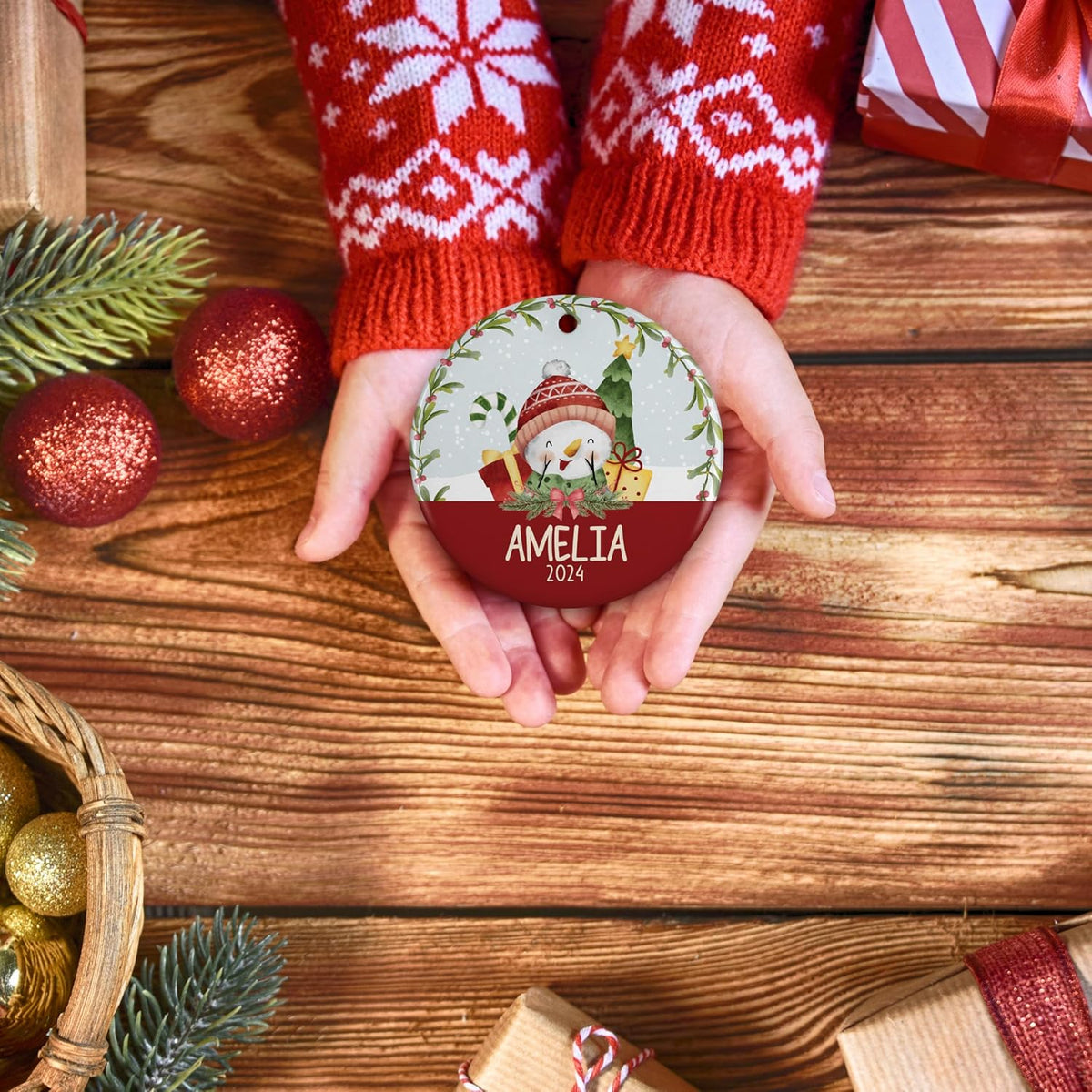 Personalized 2025 Christmas Ornaments for Kids, w/Optional Themes, Name & Date - Customized