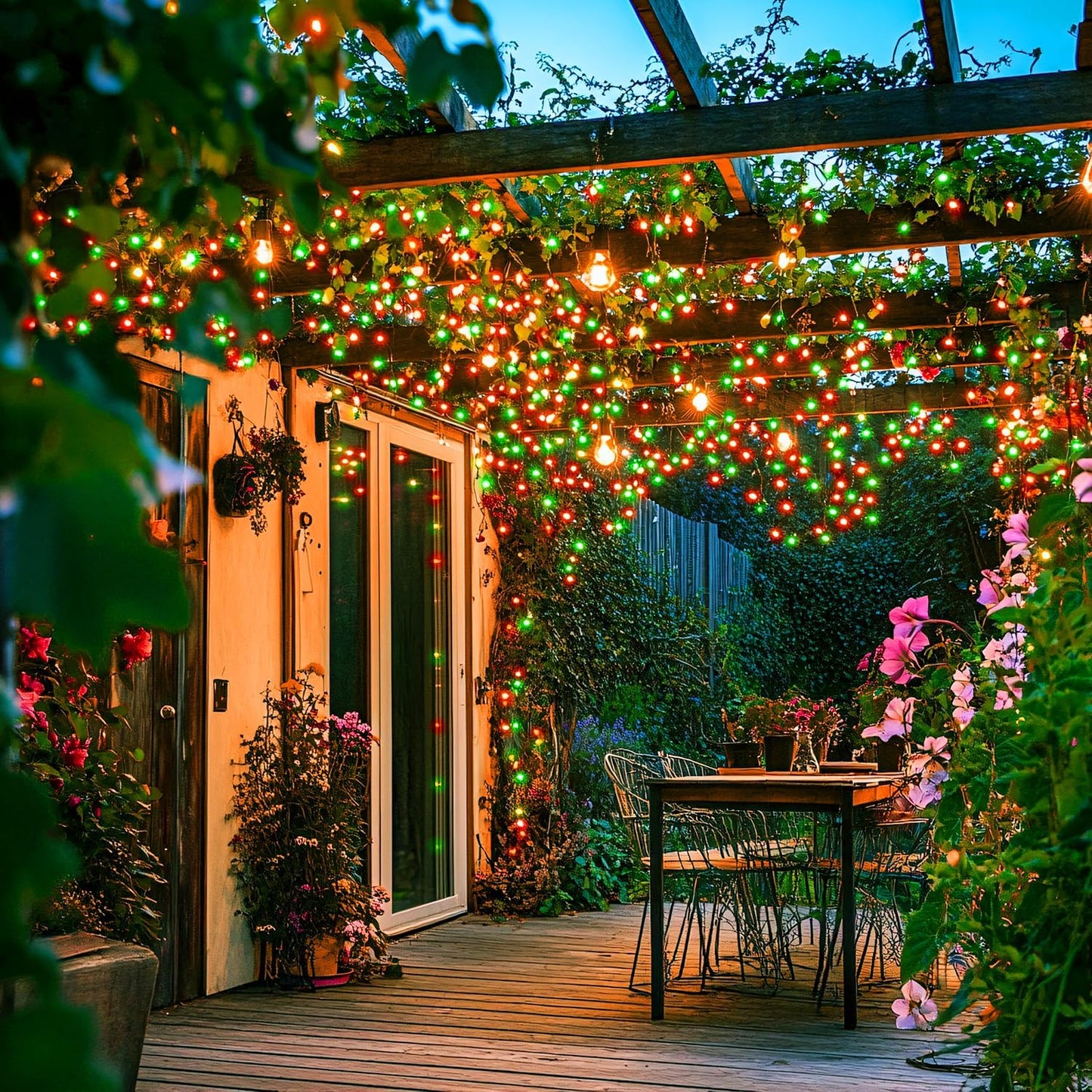 JMEXSUSS Connectable Red and Green Christmas Lights, 8 Modes 100 LED Twinkle String Lights Indoor