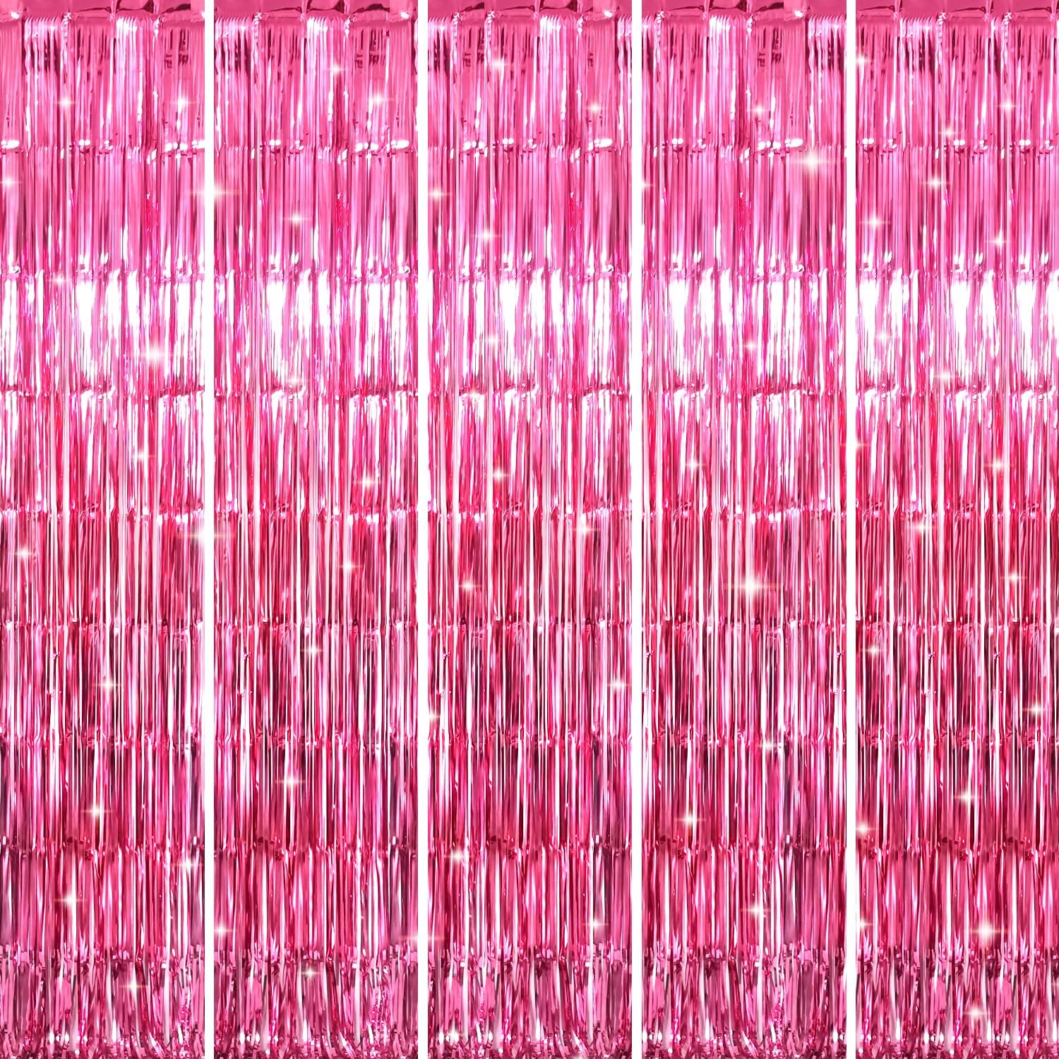 GOER 3.2 ft x 8.2 ft Metallic Tinsel Foil Fringe Curtains Party Photo Backdrop Party Streamers for