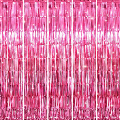 GOER 3.2 ft x 8.2 ft Metallic Tinsel Foil Fringe Curtains Party Photo Backdrop Party Streamers for