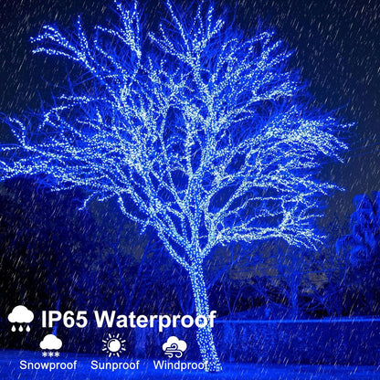 100FT 300 LED Christmas Lights Outdoor, Blue Christmas Tree Lights with 8 Modes Waterproof, Plug in