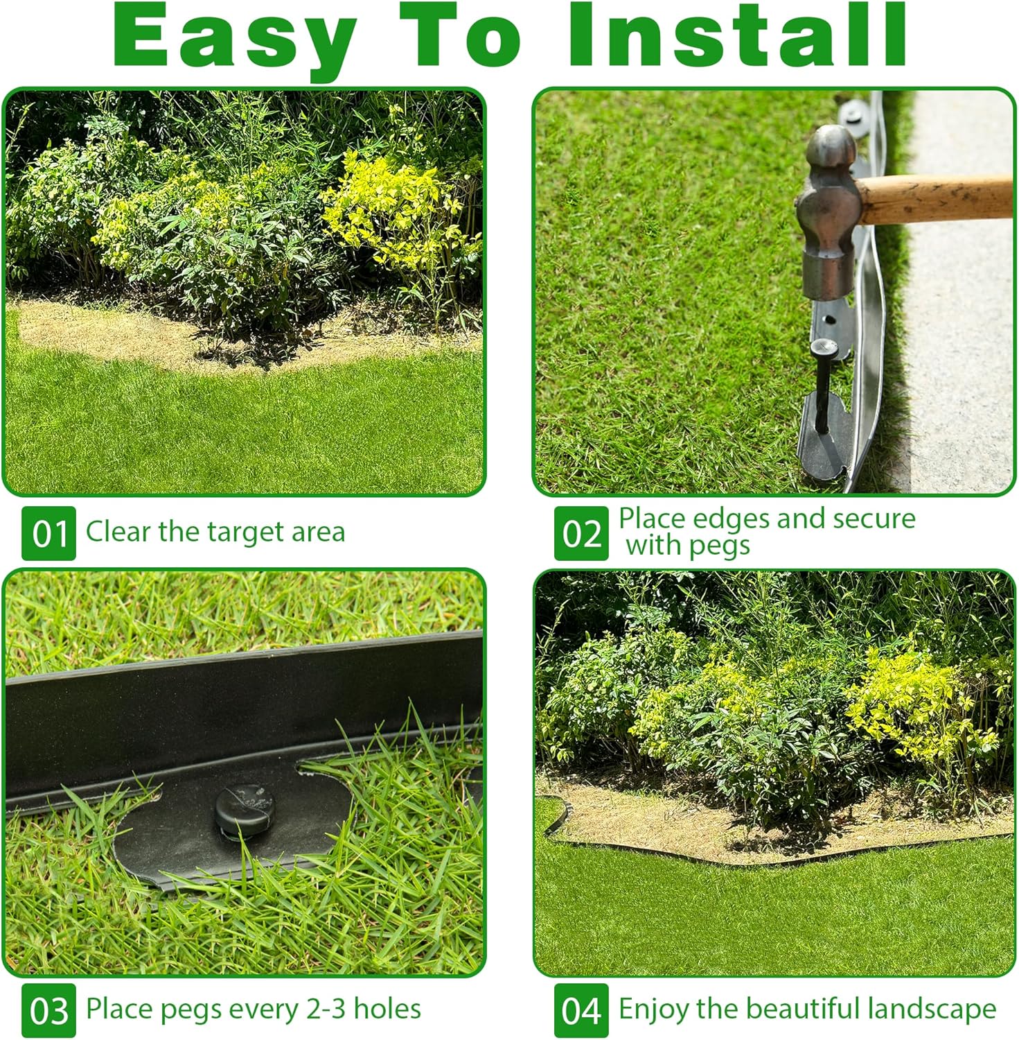Landscape Edging Border 100 FT 2 Inch Tall with 180 Spikes, Plastic Edging for Landscaping, Garden