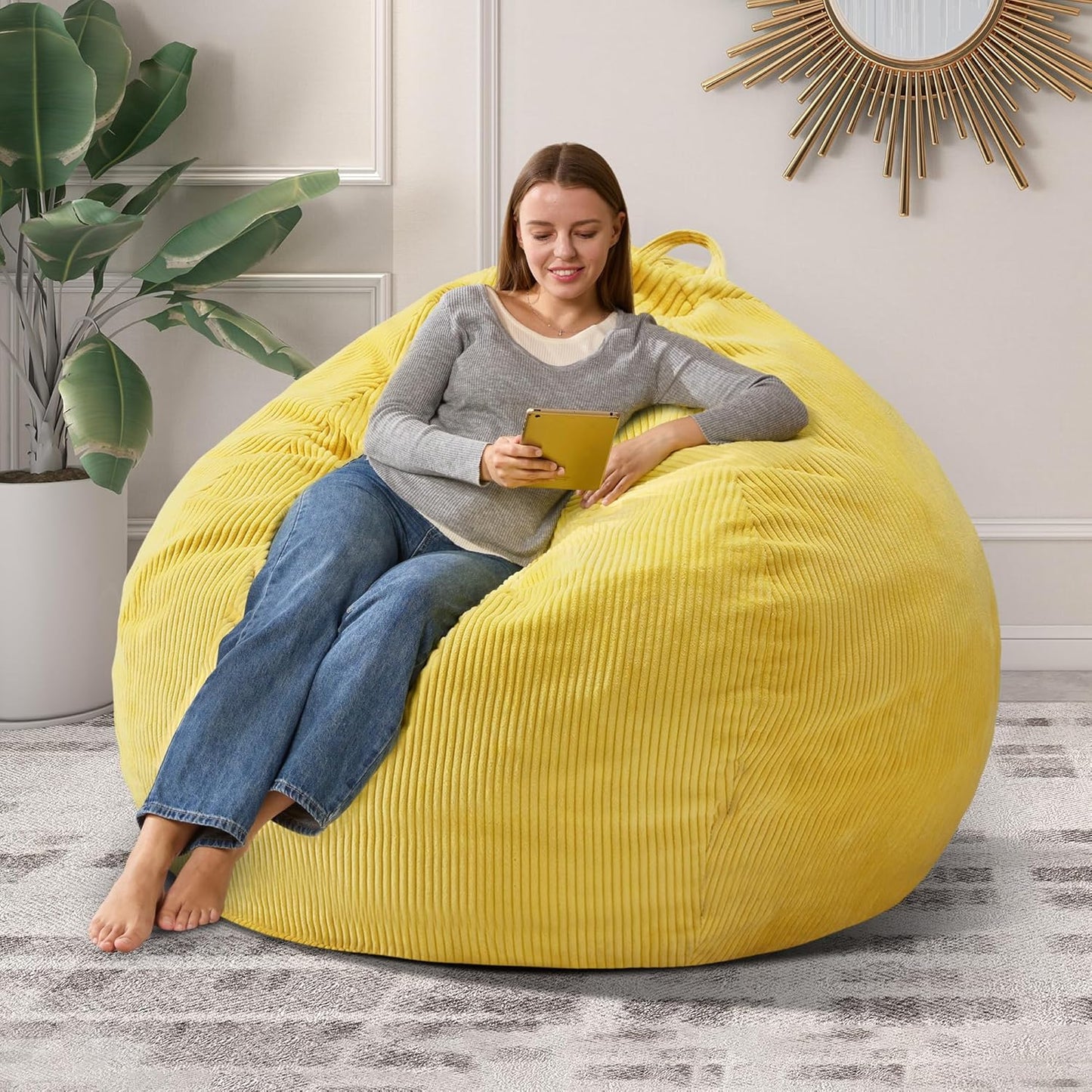 3.5FT Bean Bag Chairs Teardrop Bean Bag Chair for Adults Beanbag Chair with Memory Foam Filled