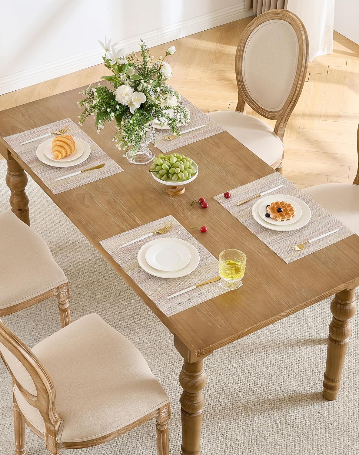 Leetaltree Lightsteel Beige with Yellow Placemats Set of 4 - Heat Resistant Non-Slip Place mats for