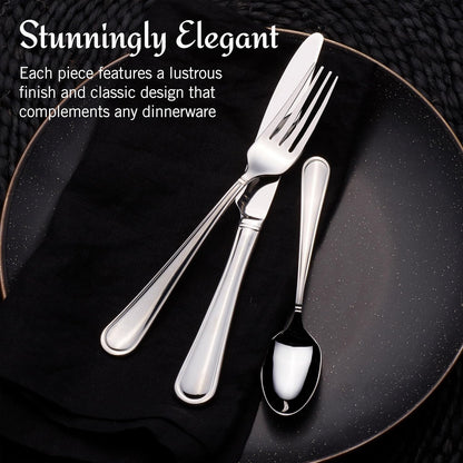 Mikasa, Virtuoso Flatware Service for 12, 65 Piece Set, 18/10 Stainless Steel, Silverware Set with