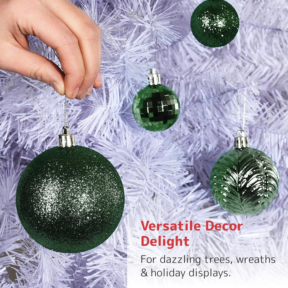 Prextex Christmas Tree Ornaments - Emerald Green Christmas Ball Ornaments Set for Christmas