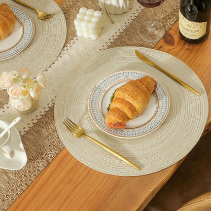 Leetaltree Round Placemats Heat and Slip Resistant Cotton Table Mats, Washable Bohemian Placemats