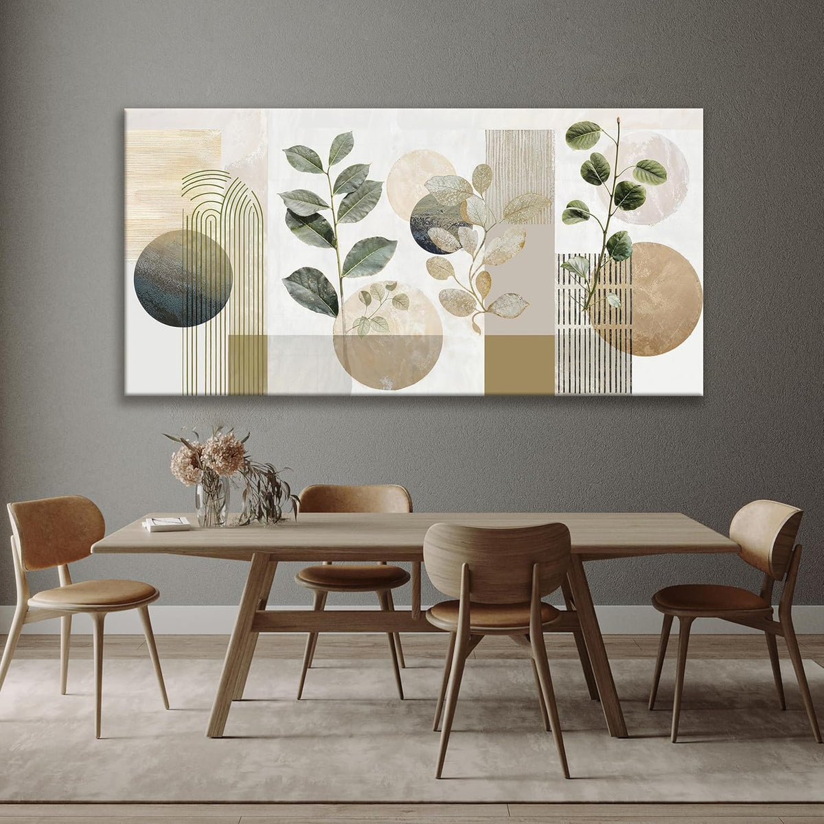 TAIJXAGSG Large Boho Green Wall Art For Living Room 29x58 In Green Botanical Boho Wall Art Modern