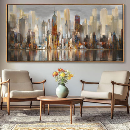 Mofutinpo Abstract Modern Canvas Wall Art for Living Room Cityscape New York Wall Decor City Theme