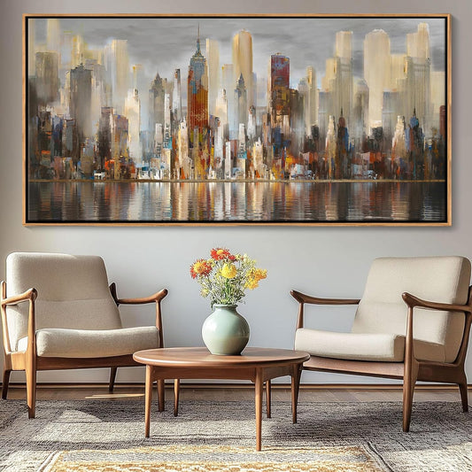 Mofutinpo Abstract Modern Canvas Wall Art for Living Room Cityscape New York Wall Decor City Theme