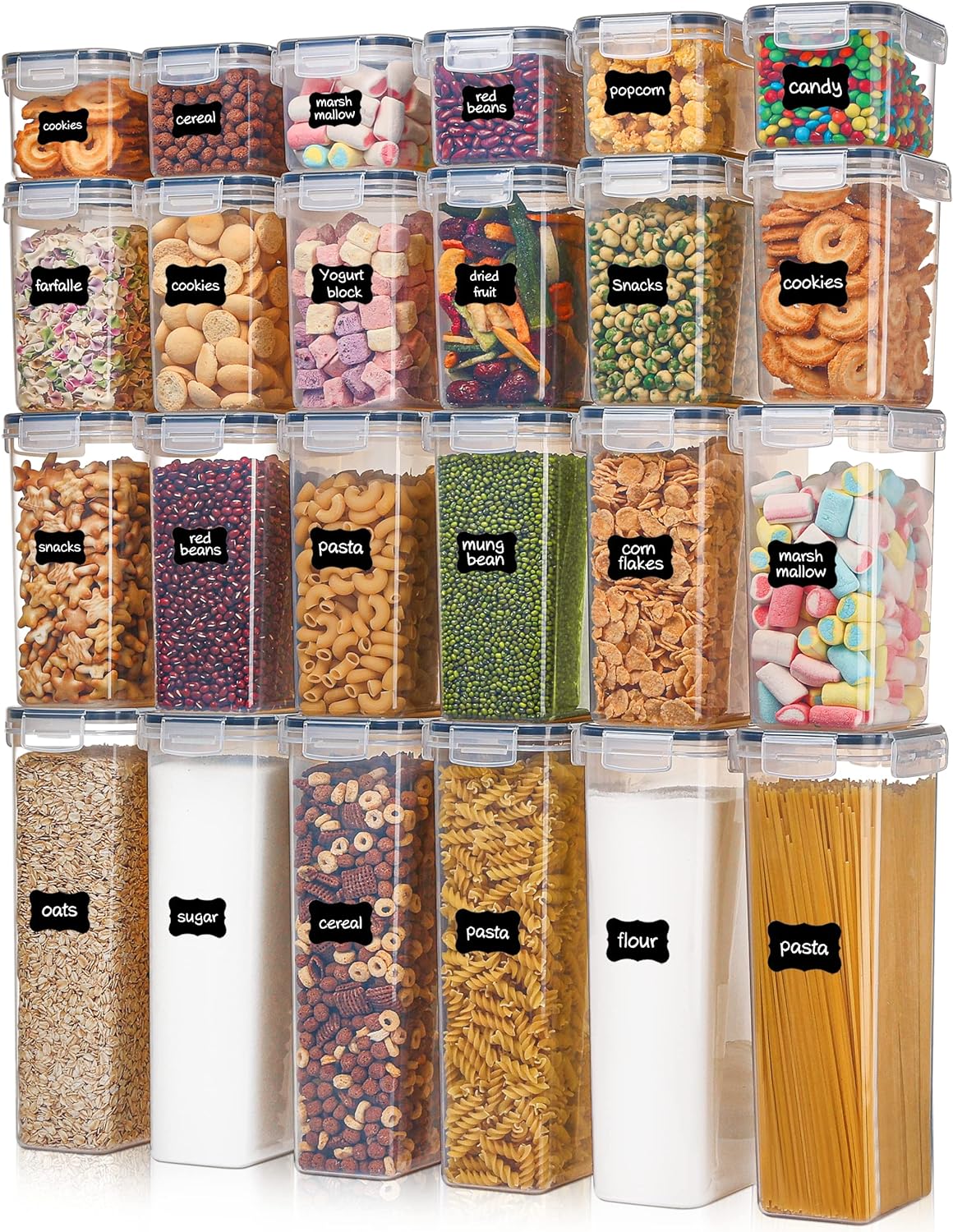 Airtight Food Storage Containers with Lids, Vtopmart 24 pcs Plastic Kitchen and Pantry Organization
