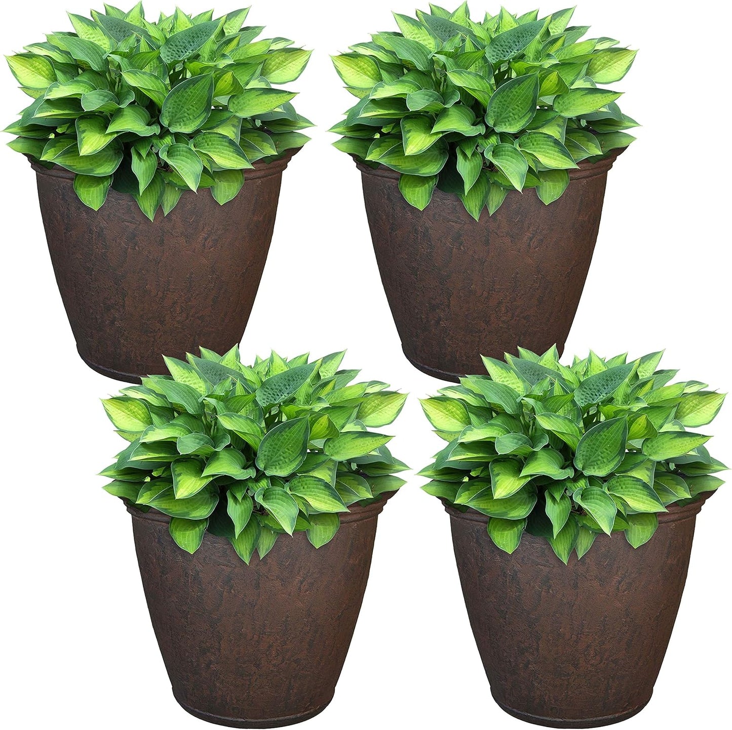 Sunnydaze 15.25-Inch Anjelica Large Plastic Pot for Plants - Outdoor Polyresin Round Planter with