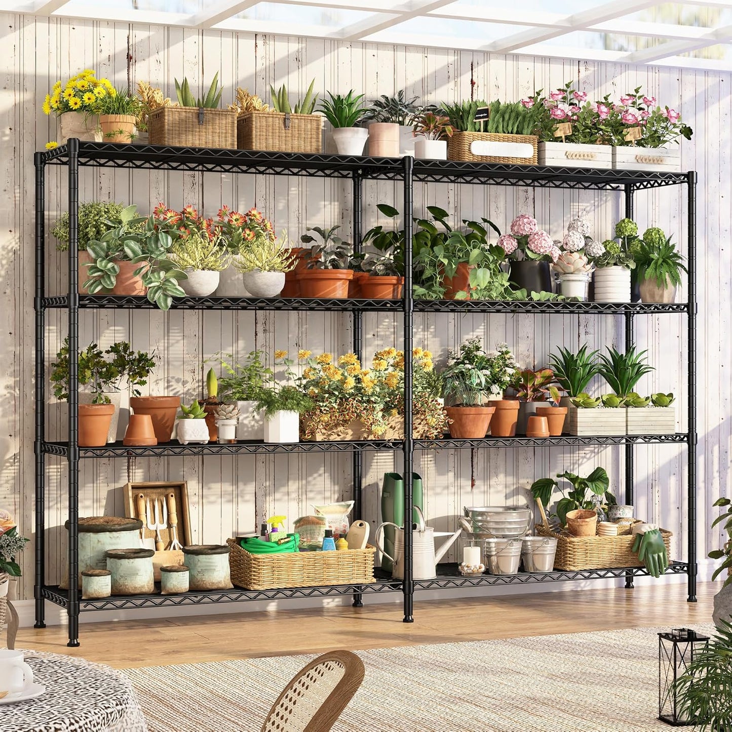 REIBII 70"W Metal Shelving, Storage Shelves 4-tier Wire Shelving Unit Load 1240LBS Metal Shelves